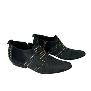 Anine Bing Charlie Low Pointed Toe Suede Studded Booties Women's US 6 Gray
